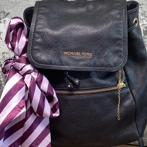 Michael Kors Black Leather Backpack - Picture 2 of 11